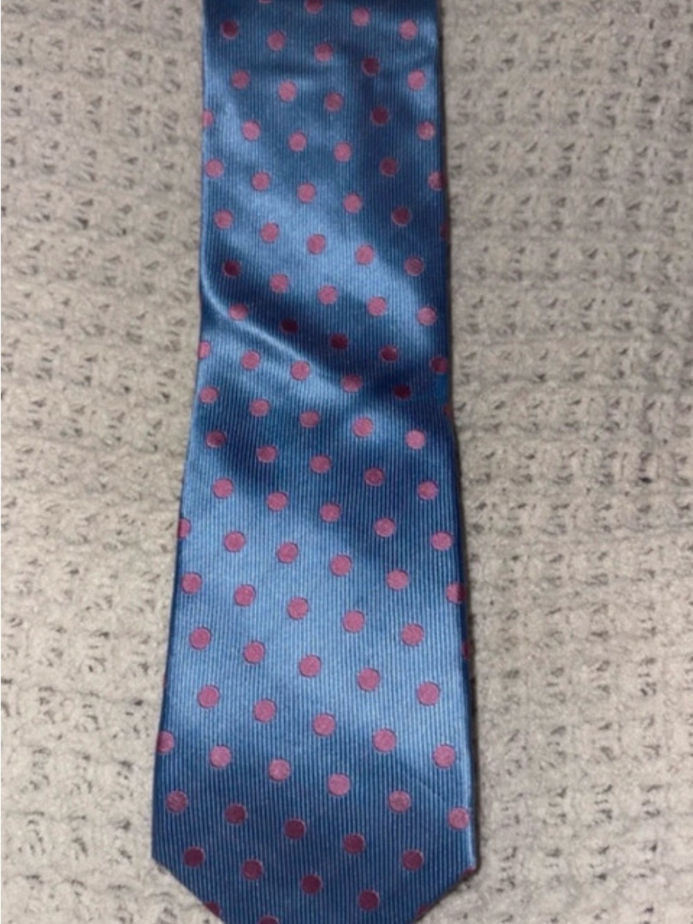 Men's Blue Tie with Pink Polka Dots